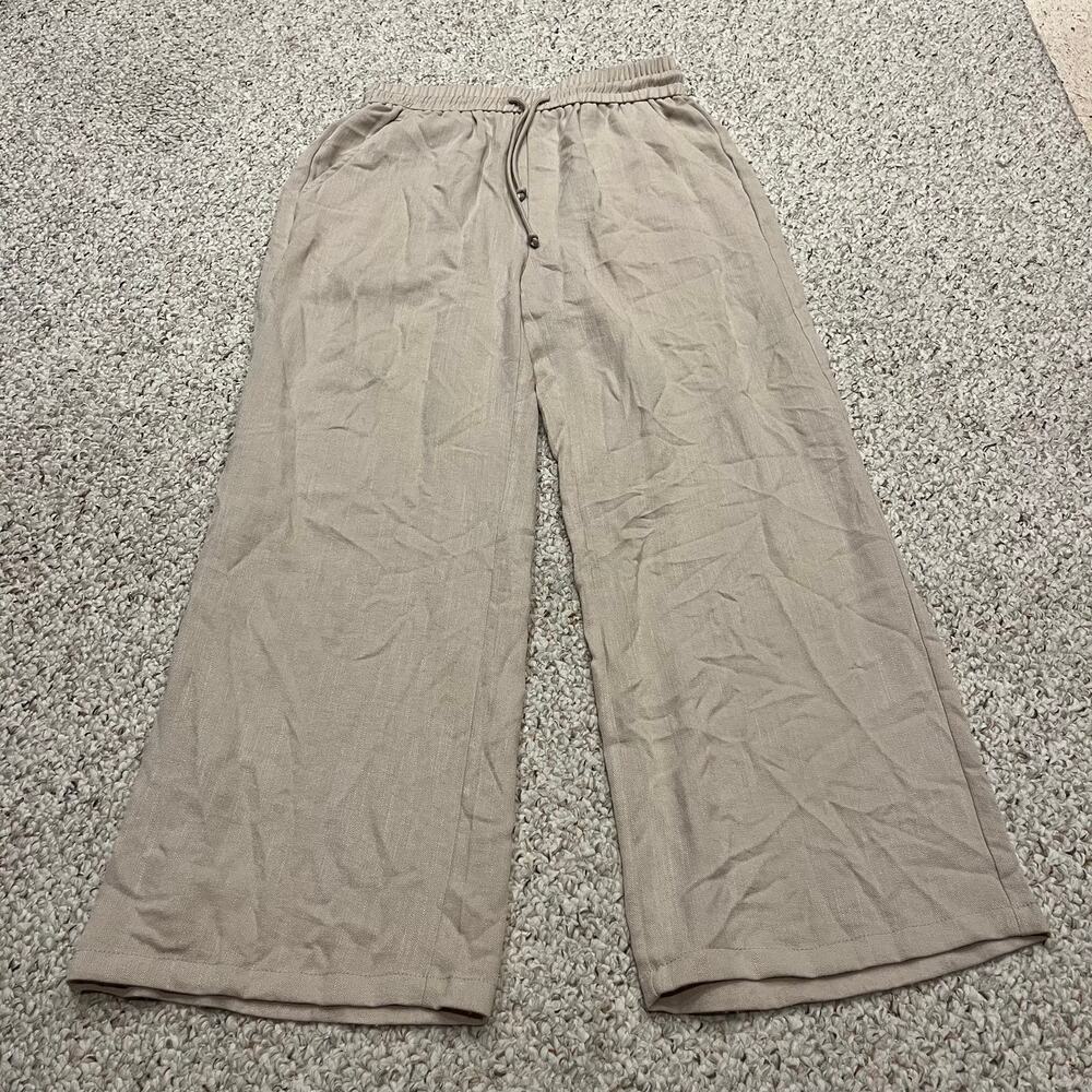 Halara Wide Leg Leg Tan Pants L Athleisure Casual Coastal Lightweight Comfort